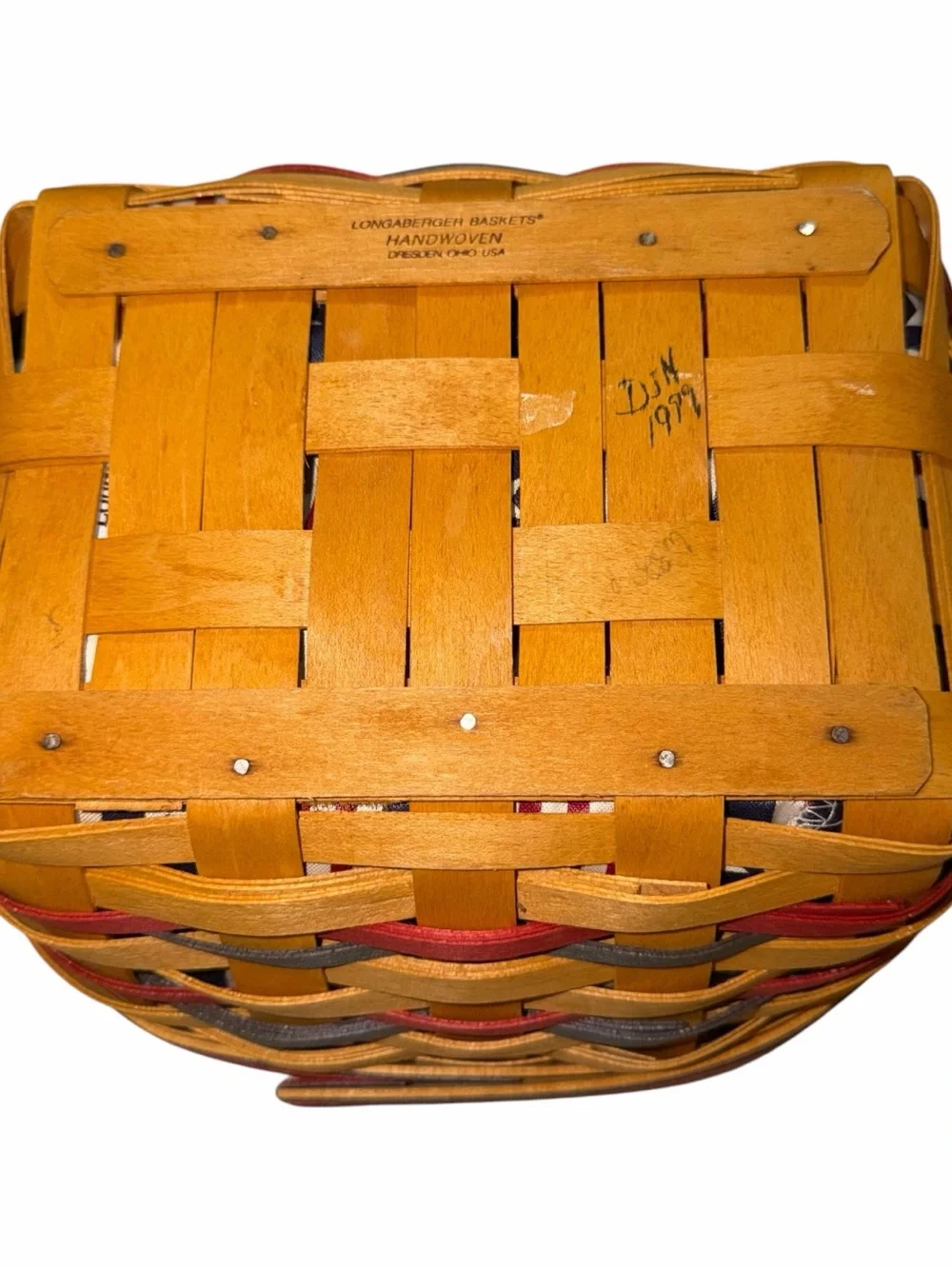 VINTAGE Longaberger 1999 All American Blue Ribbon Bread Basket